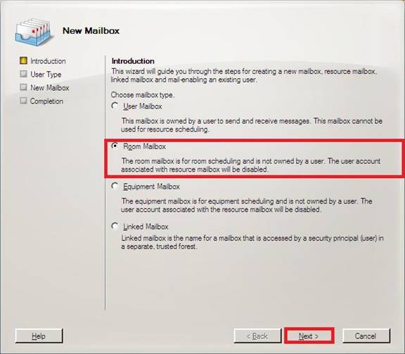 Part 1 of Managing New Mailboxes Under ES 2007 Room & Equipment